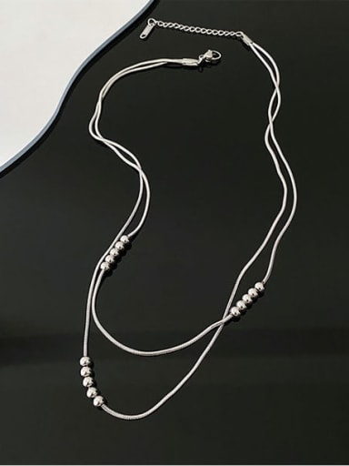 Titanium Steel Bead Heart Minimalist Multi Strand Necklace