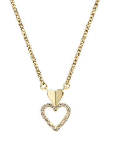 Brass Cubic Zirconia Heart Minimalist Necklace