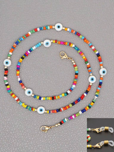 Stainless steel Bead Multi Color Polymer Clay Evil Eye Bohemia Hand-woven Necklace