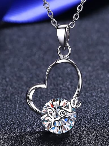 Sterling Silver 2.0 CT  Moissanite Heart Dainty Pendant Necklace