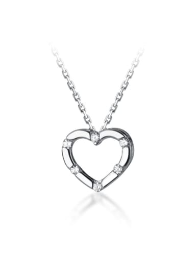925 Sterling Silver Rhinestone Fashion simple heart pendant Necklace