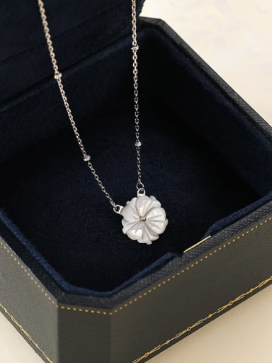 NS974 platinum 925 Sterling Silver Shell Flower Minimalist Necklace