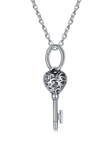 925 Sterling Silver Key Vintage Pendant Necklace