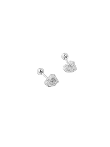 Silver [3mm Round Bead ear plug] 925 Sterling Silver Irregular Vintage Stud Earring