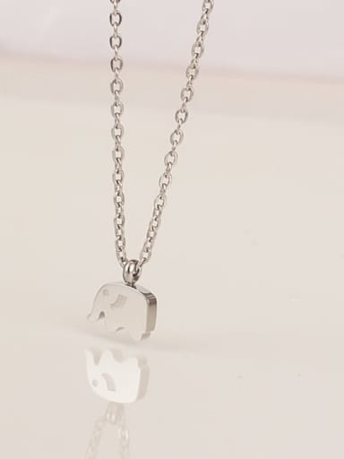 Titanium Smooth Elephant Cute Choker Necklace