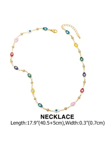 Necklace Brass Enamel Minimalist Evil Eye Bracelet and Necklace Set