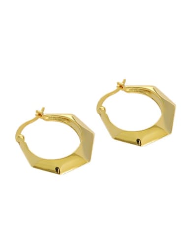 golden 925 Sterling Silver Geometric Minimalist Huggie Earring
