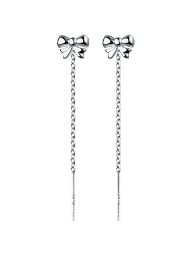 925 Sterling Silver Bowknot Tassel Minimalist Threader Earring