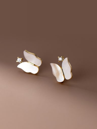 custom 925 Sterling Silver Shell Butterfly Minimalist Stud Earring