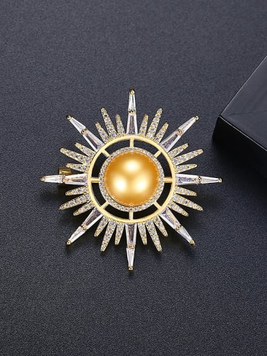 Brass Imitation Pearl Flower Luxury Brooch