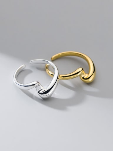 925 Sterling Silver Smotth Irregular Minimalist Band Ring