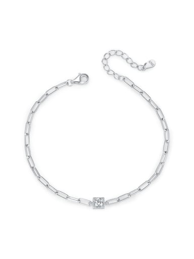 925 Sterling Silver Moissanite Geometric Dainty Link Bracelet