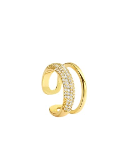 Brass Rhinestone Geometric Vintage Double  Stackable Ring