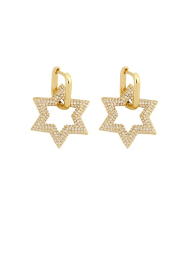 Brass Cubic Zirconia Star Ethnic Stud Earring