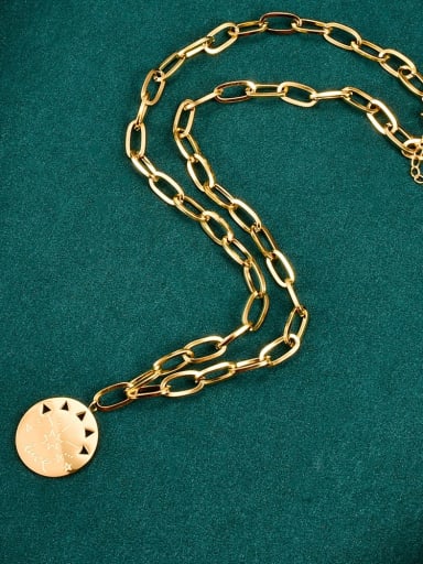 Titanium Steel Star Vintage Hollow  Geometric Chain Necklace