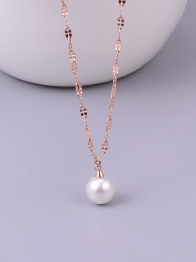 Titanium Imitation Pearl White Round Minimalist Choker Necklace