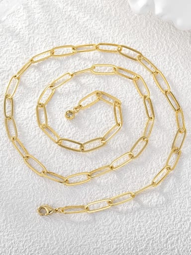 Brass Geometric Minimalist Pin Chain Necklace