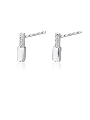 925 Sterling Silver Rhinestone White Geometric Minimalist Stud Earring