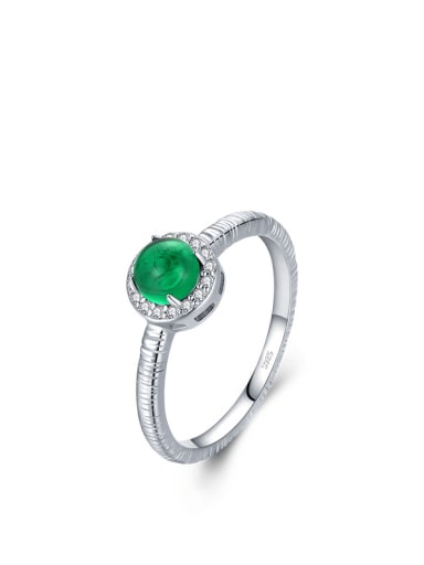 925 Sterling Silver Tourmaline Round Classic Band Ring
