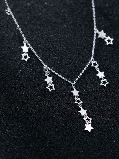 925 Sterling Silver  Minimalist  Hollow Star Tassel  Necklace