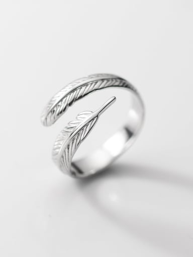 Silver 925 Sterling Silver Leaf Dainty Band Ring