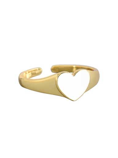 925 Sterling Silver Enamel Heart Minimalist Band Ring
