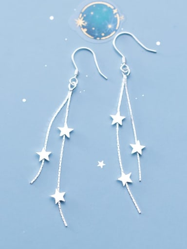 925 Sterling Silver  Minimalist Star Tassel Hook Earrings