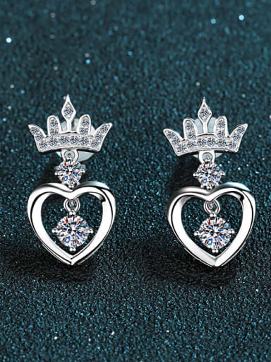 Sterling Silver Moissanite Crown Dainty Drop Earring