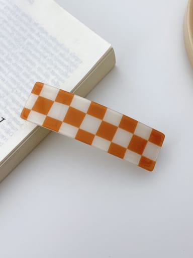 Orange white grid 8.5cm Alloy  PVC Trend Geometric Hair Barrette