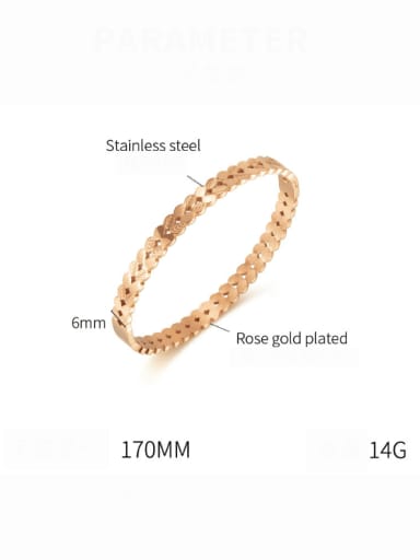 1027 Rose Gold Plated Bracelet Titanium Steel Geometric Minimalist Cuff Bangle