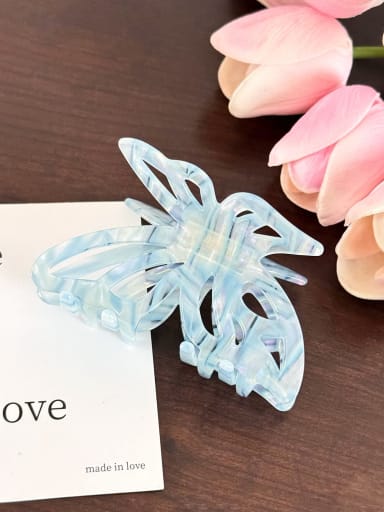 Light blue stripe 8.7cm Cellulose Acetate Trend Butterfly Alloy Multi Color Jaw Hair Claw