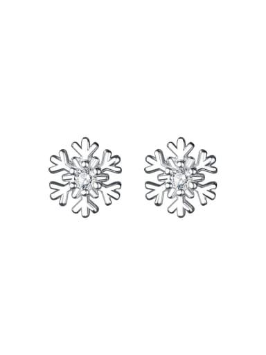 925 Sterling Silver Cubic Zirconia Snowflakes Minimalist Christmas  Stud Earring