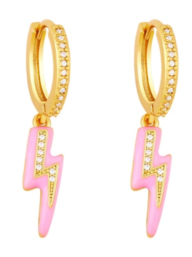 pink Brass Enamel Irregular Cute Huggie Earring