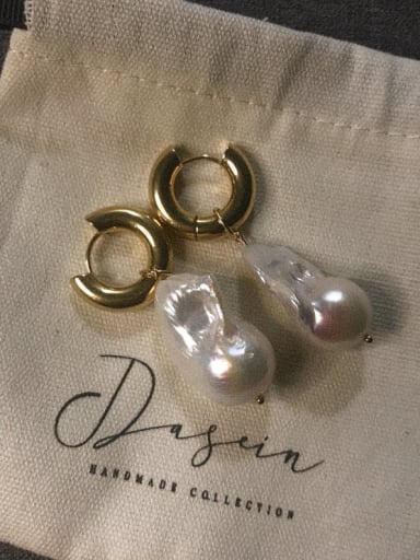 Titanium Steel Imitation Pearl Irregular Vintage Drop Earring