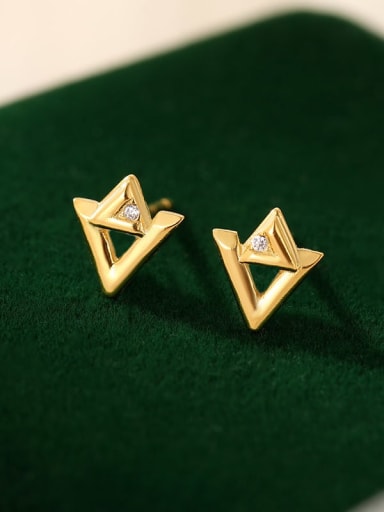 ES2518 Gold 925 Sterling Silver Triangle Minimalist Stud Earring
