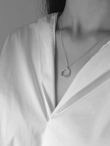925 Sterling Silver Geometry circle Necklace