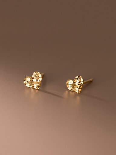 Gold 925 Sterling Silver Cubic Zirconia Heart Dainty Stud Earring