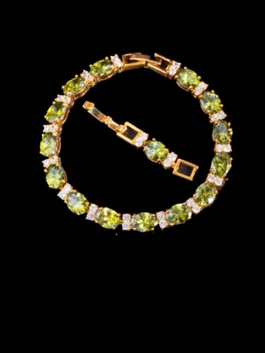 green Brass Cubic Zirconia Geometric Classic Bracelet