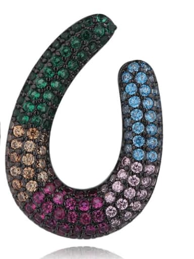 Black gold Copper Cubic Zirconia Geometric Luxury Cluster Earring
