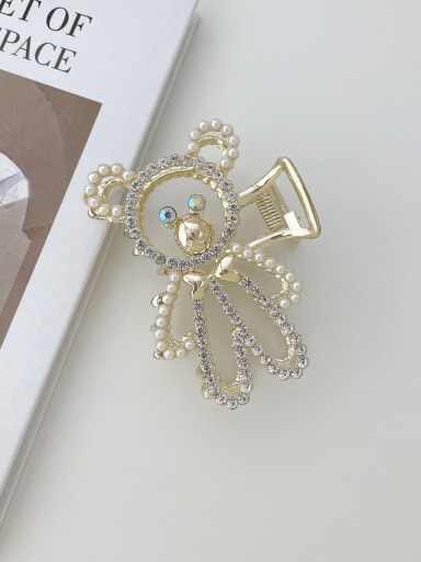 Alloy Imitation Pearl Trend  Hollow Bear  Jaw Hair Claw