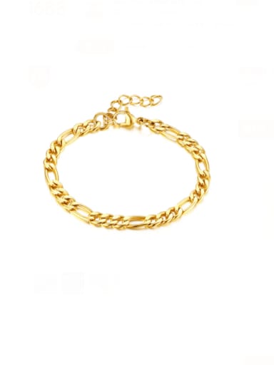 Figaro Bracelet: Gold Titanium Steel Geometric Hip Hop Link Bracelet