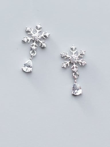 925 Sterling Silver Cubic Zirconia snowflake Ethnic Stud Earring