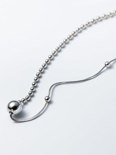 925 Sterling Silver Round Minimalist Asymmetrical  Chain Necklace