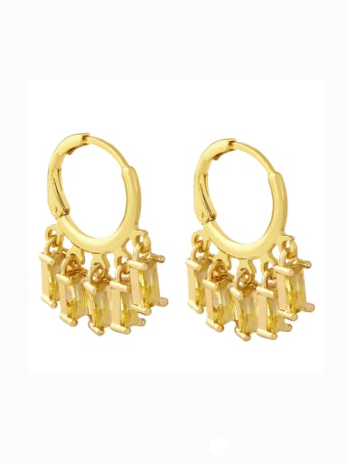yellow Brass Cubic Zirconia Tassel Vintage Huggie Earring