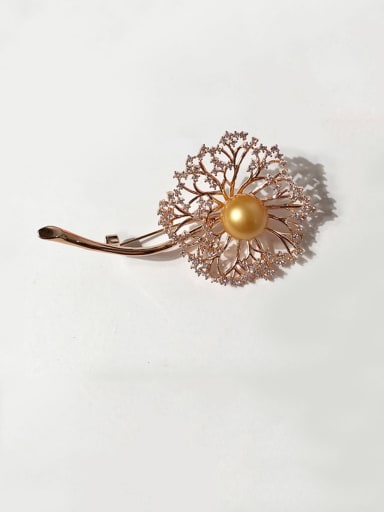 Copper Cubic Zirconia White Flower Dainty Brooches