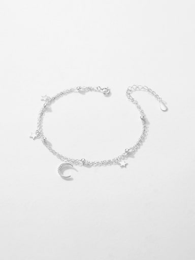 custom 925 Sterling Silver Cubic Zirconia Moon Minimalist Strand Bracelet