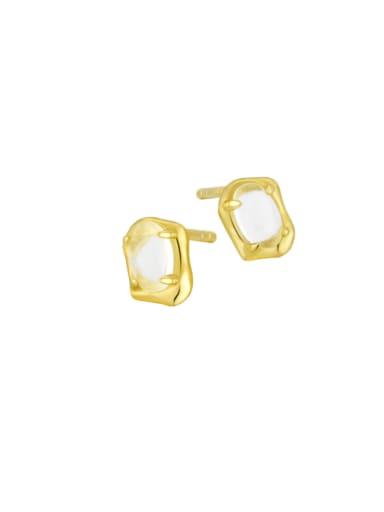 Gold crystal earrings 925 Sterling Silver Synthetic Crystal Geometric Vintage Stud Earring