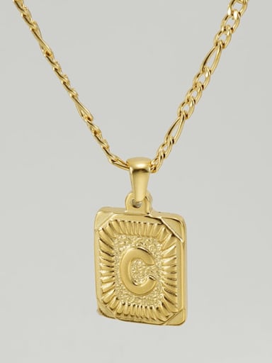 Gold C Titanium Steel Letter Hip Hop coin Necklace with 26 letters