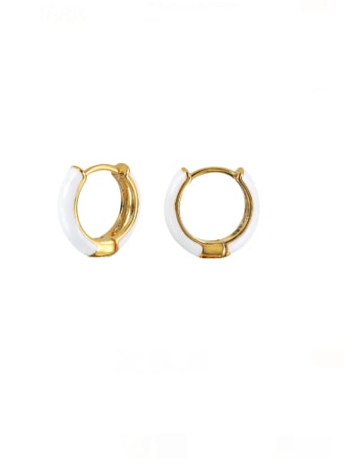 Brass Enamel Geometric Minimalist Hoop Earring