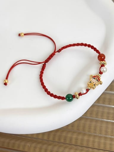 Alloy Multi Color Enamel Christmas Seris Minimalist Adjustable Bracelet